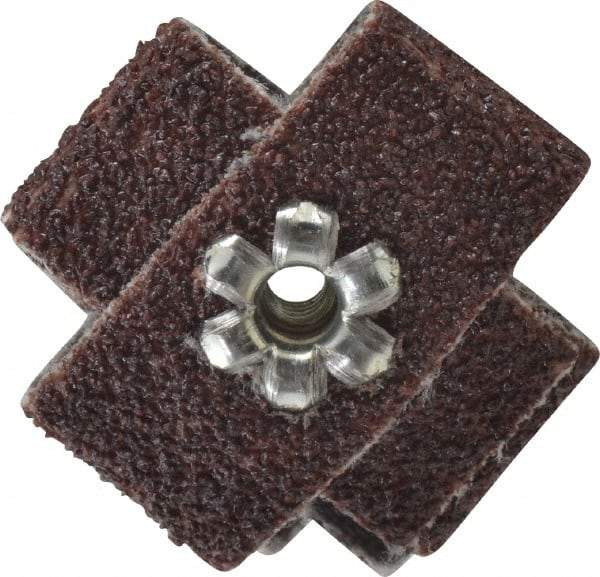 Merit Abrasives - 80 Grit, Medium Grade, Aluminum Oxide Cross Pad - 3/4" Long x 3/4" Wide x 3/8" Thick, 8 Ply, 24,000 Max RPM - All Tool & Supply