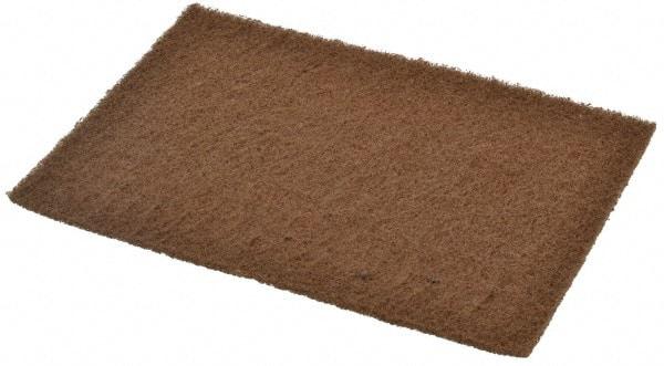 Merit Abrasives - Medium Grade, Aluminum Oxide Hand Pad - Brown, 6" Wide x 9" Long, Nonwoven - All Tool & Supply