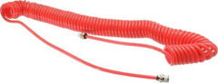 PRO-SOURCE - 0.16 ID, 1/4 Thread, 25' Long, Red Polyurethane Coiled & Self Storing Hose - 125 Max psi, Male Swivel x Male Swivel - All Tool & Supply