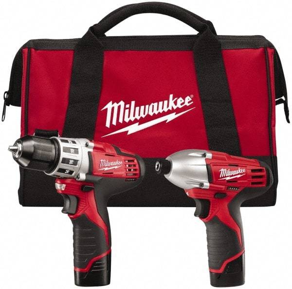 Milwaukee Tool - 12 Volt Cordless Tool Combination Kit - Includes 1/4" Hex Impact Driver & 3/8" Drill/Driver, 2 Lithium-Ion Batteries Included - All Tool & Supply