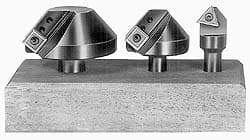 APT - 3 Countersinks, 90° Included Angle, 1/4 to 3/4" Cut Diam Smallest Tool, 1-1/4 to 2-1/2" Cut Diam Largest Tool, Square & Triangle SPGH & TPGH Inserts Indexable Countersink Set - 1/2" Shank Diam, 3/8, 1/2° Inscribed Circle, 3 Inserts - All Tool & Supply