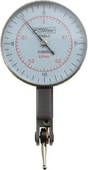 Fowler - 0.02 Inch Range, 0.0005 Inch Dial Graduation, Horizontal Dial Test Indicator - 1-1/2 Inch White Dial, 0-0.25-0; 0-10-0 Dial Reading - All Tool & Supply