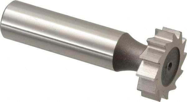 Keo - 7/8" Diam x 1/4" Face Width, High Speed Steel, 12 Teeth, Shank Connection Woodruff Keyseat Cutter - Uncoated, 2-1/4" OAL x 1/2" Shank, Straight Teeth, ANSI 807, Old Standard A - All Tool & Supply