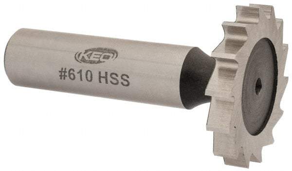 Keo - 1-1/4" Diam x 3/16" Face Width, High Speed Steel, 14 Teeth, Shank Connection Woodruff Keyseat Cutter - Uncoated, 2-3/16" OAL x 1/2" Shank, Straight Teeth, ANSI 610, Old Standard 19 - All Tool & Supply