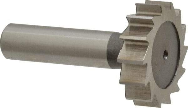 Keo - 1-3/8" Diam x 3/8" Face Width, High Speed Steel, 14 Teeth, Shank Connection Woodruff Keyseat Cutter - Uncoated, 2-3/8" OAL x 1/2" Shank, Straight Teeth, ANSI 1211, Old Standard F - All Tool & Supply