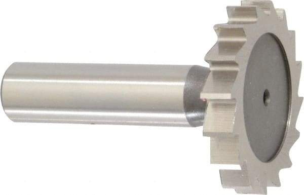 Keo - 1-1/2" Diam x 1/4" Face Width, High Speed Steel, 16 Teeth, Shank Connection Woodruff Keyseat Cutter - Uncoated, 2-1/4" OAL x 1/2" Shank, Straight Teeth, ANSI 812, Old Standard 24 - All Tool & Supply