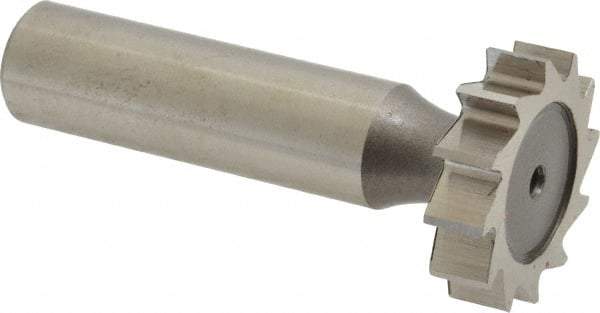 Keo - 7/8" Diam x 1/4" Face Width, High Speed Steel, 10 Teeth, Shank Connection Woodruff Keyseat Cutter - Uncoated, 2-1/4" OAL x 1/2" Shank, Staggered Teeth, ANSI 807, Old Standard A - All Tool & Supply