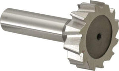 Keo - 1-3/8" Diam x 3/8" Face Width, High Speed Steel, 12 Teeth, Shank Connection Woodruff Keyseat Cutter - Uncoated, 2-3/8" OAL x 1/2" Shank, Staggered Teeth, ANSI 1211, Old Standard F - All Tool & Supply