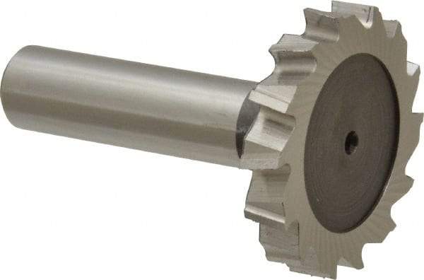 Keo - 1-1/2" Diam x 1/4" Face Width, High Speed Steel, 14 Teeth, Shank Connection Woodruff Keyseat Cutter - Uncoated, 2-1/4" OAL x 1/2" Shank, Staggered Teeth, ANSI 812, Old Standard 24 - All Tool & Supply