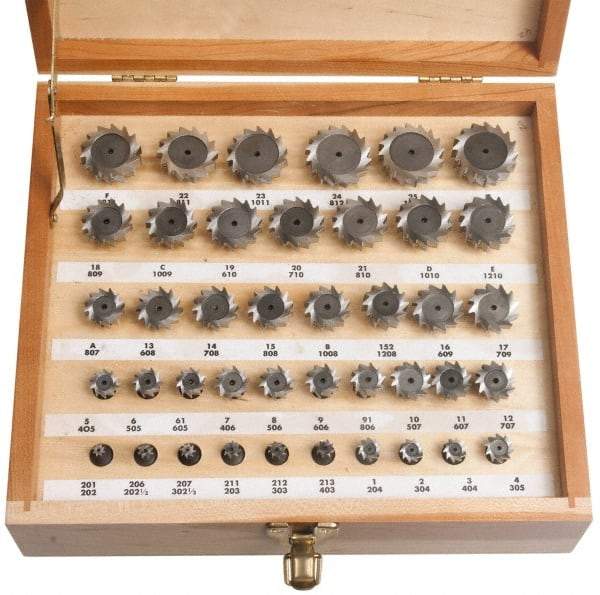 Keo - 1/4 to 1-1/2" Cutting Diam, Straight Tooth Configuration, Woodruff and Keyseat Cutter Set - 202 to 1212 ANSI, High Speed Steel, 41 Pieces - All Tool & Supply