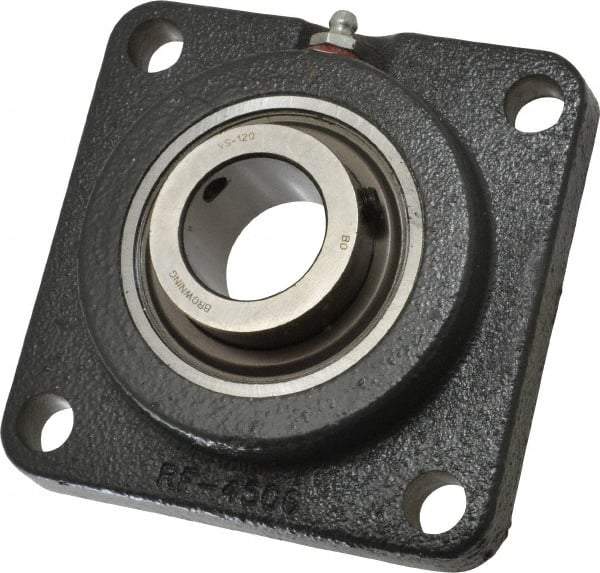 Browning - 1-1/4" ID, 4-5/8" OAL x 4-5/8" OAH 4-Bolt Flange - 3,493 Lb Static Cap, 5,782 Lb Dyn Cap, 3-5/8" Btw Mnt Hole Ctrs, Cast Iron - All Tool & Supply