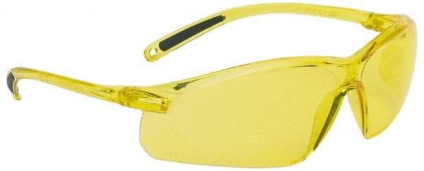 North - Amber Lenses, Frameless Safety Glasses - Scratch Resistant, Plastic Frame, Size Universal, Wrap Around - All Tool & Supply