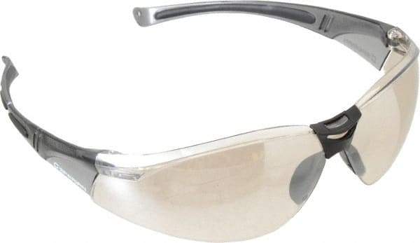 North - Indoor/Outdoor Silver Mirror Lenses, Frameless Safety Glasses - Scratch Resistant, Plastic Frame, Size Universal, Wrap Around - All Tool & Supply