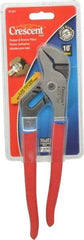 Crescent - 10" OAL, 1-1/2" Max Capacity, 5 Position Groove Joint Tongue & Groove Pliers - Straight Jaws, Straight Head, Plastic Cushion Handles - All Tool & Supply