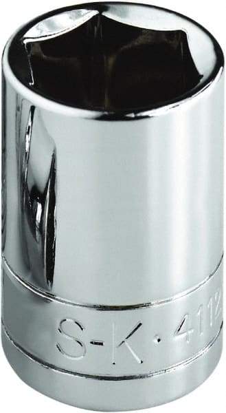 SK - 3/8", 1/4" Drive, Standard Hand Socket - 6 Points, Steel, Chrome Finish - All Tool & Supply