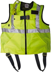 Gemtor - 350 Lb Capacity, Size XXL, High Visibility Vest Safety Harness - Polyester, Quick Connect Leg Strap, Pass-Thru Chest Strap, Yellow - All Tool & Supply