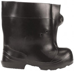 Winter Walking - Men's 12-13.5 Traction Overshoes - 10" High, Plain Toe, Nonslip Sole, PVC Upper, Black - All Tool & Supply