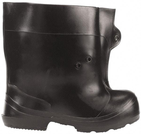 Winter Walking - Men's 7.5-9.5 (Women's 9-11.5) Traction Overshoes - Plain Toe, Nonslip Sole, PVC Upper, Black - All Tool & Supply