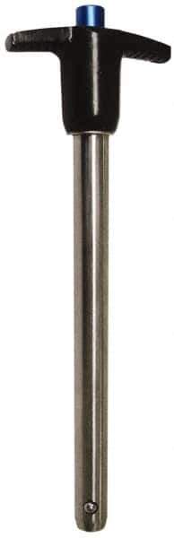 Gibraltar - 1/4" Diam, 4" Usable Length, T Handle, Quick Release Pin - Grade 304 Stainless Steel, Bright Finish - All Tool & Supply