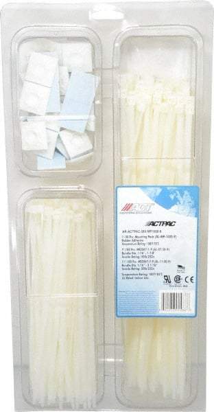 Made in USA - 4 to 11 Inch Range, White Cable Ties - 1-7/8 and 3-1/16 Inch Bundle Diameter, 50 Lb. Strength, Nylon - All Tool & Supply