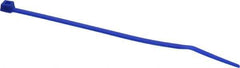 Made in USA - 4-1/8" Long Blue Nylon Standard Cable Tie - 18 Lb Tensile Strength, 1.07mm Thick, 22.23mm Max Bundle Diam - All Tool & Supply