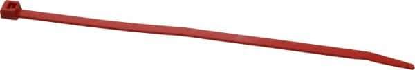 Made in USA - 5.84" Long Red Nylon Standard Cable Tie - 40 Lb Tensile Strength, 1.24mm Thick, 36.42mm Max Bundle Diam - All Tool & Supply