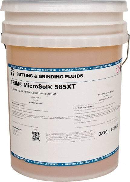 Master Fluid Solutions - Trim MicroSol 585XT, 5 Gal Pail Cutting & Grinding Fluid - Semisynthetic, For Machining - All Tool & Supply