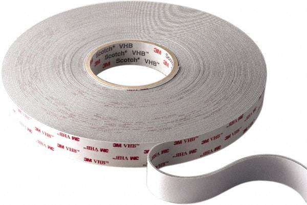 3M - 1/2" x 36 Yd Acrylic Adhesive Double Sided Tape - 45 mil Thick, White, Acrylic Foam Liner, Continuous Roll, Series 4945 - All Tool & Supply