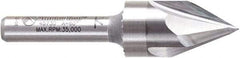 Amana Tool - 9/16" Cut Diam, 1/2" Length of Cut, 3 Flute V-Groove Edge Profile Router Bit - Solid Carbide, 1/4" Shank Diam, 2-1/4" OAL, Uncoated - All Tool & Supply