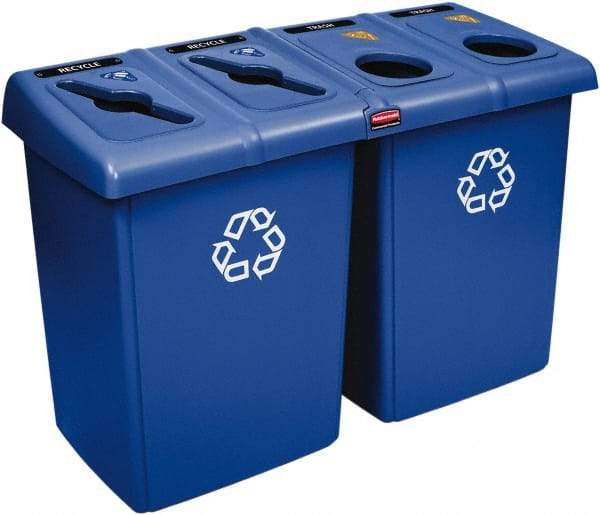 Rubbermaid - 92 Gal Blue Square Recycling Container - Plastic, 35" High x 53" Long x 24" Wide - All Tool & Supply