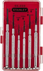 Stanley - 6 Piece Phillips & Slotted Screwdriver Set - Steel Handle, Bit Sizes: Philips #0 to #1 - All Tool & Supply