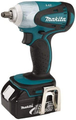 Makita - 3/8" Drive 18 Volt Pistol Grip Cordless Impact Wrench & Ratchet - 2,100 RPM, 155 Ft/Lb Torque, 2 Lithium-Ion Batteries Included - All Tool & Supply