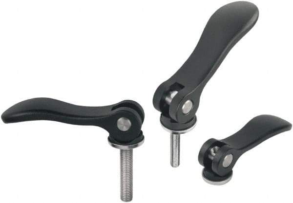 KIPP - M6, Aluminum Threaded Stud Adjustable Clamping Handle - 79.2mm OAL, 22mm High - All Tool & Supply