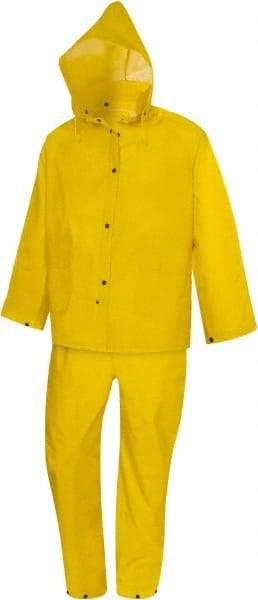 MCR Safety - Size L, Yellow, Rain Three Piece Suit - Detachable Hood, Take Up Snaps Ankle, Take Up Snaps Wrist - All Tool & Supply