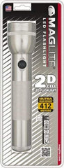 Mag-Lite - White LED Bulb, 168 Lumens, Industrial/Tactical Flashlight - Silver Aluminum Body, 2 D Batteries Not Included - All Tool & Supply