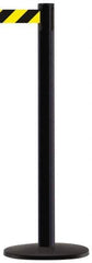 Tensator - 38-1/4" High, 2-1/2" Pole Diam, Tensabarrier Post - 13-1/2" Base Diam, Round ABS Plastic Base, Black 7-1/2" Tape - All Tool & Supply