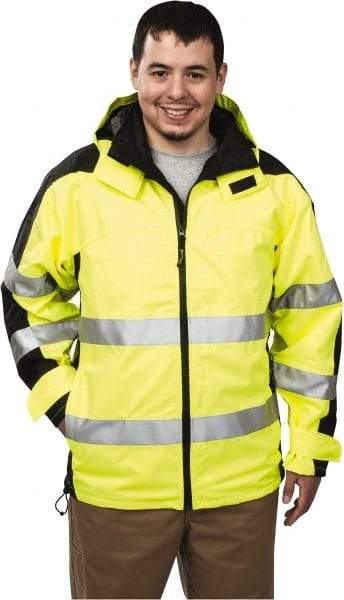 OccuNomix - Size M, Yellow, Rain Jacket - 37-39" Chest, 3 Pockets, Detachable Hood - All Tool & Supply