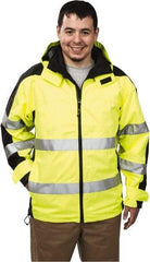 OccuNomix - Size M, Yellow, Rain Jacket - 37-39" Chest, 3 Pockets, Detachable Hood - All Tool & Supply