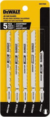 DeWALT - 5 Piece, 3" to 5" Long, 6 to 18 Teeth per Inch, Bi-Metal Jig Saw Blade Set - Toothed Edge, T-Shank - All Tool & Supply