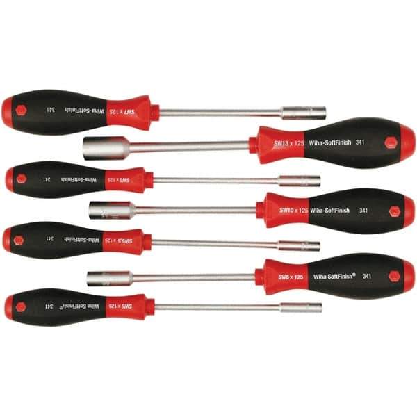 Wiha - 7 Piece, 5 to 13mm Nut Driver Set - Standard Shaft, Cushion Grip Handle - All Tool & Supply