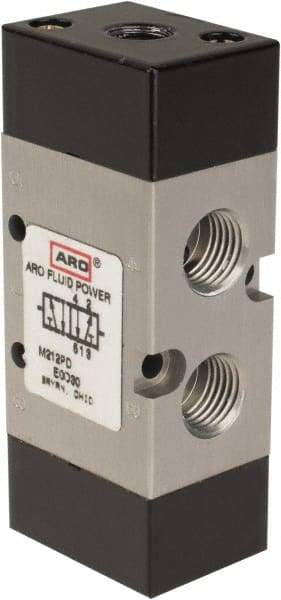 ARO/Ingersoll-Rand - 3/8" Inlet x 3/8" Outlet, Pilot Actuator, Spring Return, 2 Position, Body Ported Solenoid Air Valve - 1.65 CV, 4 Way, 140 psi, 122° Max Temp, 15° Min Temp - All Tool & Supply