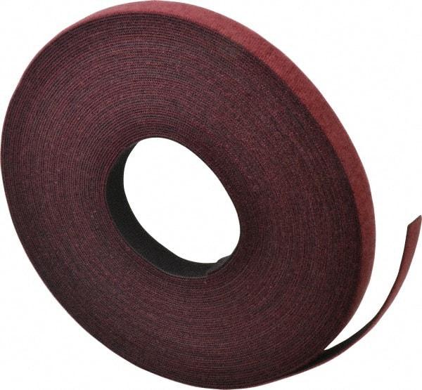 VELCRO Brand - 3/4" Wide x 25 Yd Long Self Fastening Tie/Strap Hook & Loop Roll - Continuous Roll, Cranberry, Fire Retardant, Printable Surface - All Tool & Supply