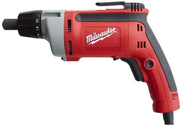 Milwaukee Tool - Pistol Grip Handle, 2,500 RPM, 10 to 140 In/Lb Torque, Electric Screwdriver - 1/4" Bit Holder, 120 Volts, 6.5 Amps - All Tool & Supply