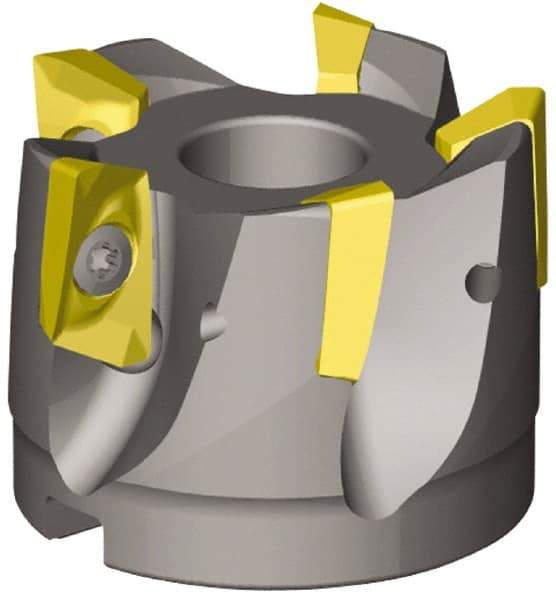 Kennametal - 8 Inserts, 6" Cut Diam, 2" Arbor Diam, 0.71" Max Depth of Cut, Indexable Square-Shoulder Face Mill - 0/90° Lead Angle, 2" High, EC18.., EP18.. Insert Compatibility, Through Coolant, Series Mill 1-18 - All Tool & Supply