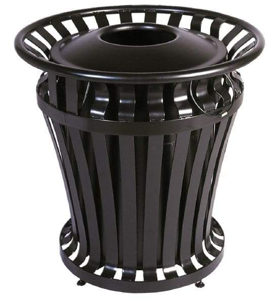 Rubbermaid - Black Round Trash Can - Steel, 32" High - All Tool & Supply