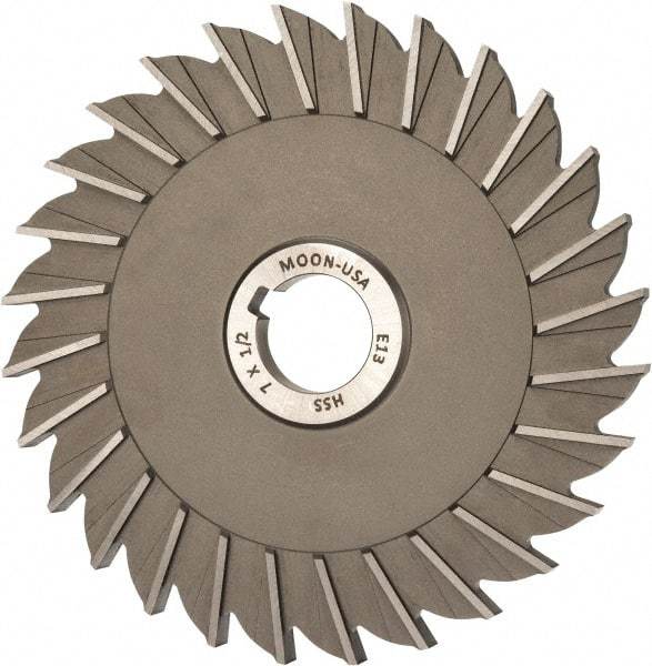 Made in USA - 7" Diam x 1/2" Width of Cut, 28 Teeth, High Speed Steel Side Milling Cutter - Straight Teeth, Uncoated - All Tool & Supply