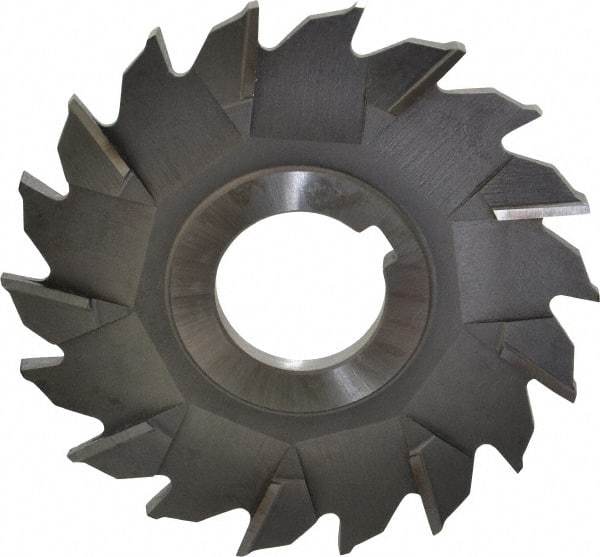 Made in USA - 3-1/2" Diam x 7/32" Width of Cut, 18 Teeth, High Speed Steel Side Milling Cutter - Staggered Teeth, Uncoated - All Tool & Supply