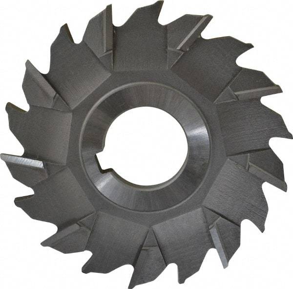 Made in USA - 3-1/2" Diam x 1/4" Width of Cut, 18 Teeth, High Speed Steel Side Milling Cutter - Staggered Teeth, Uncoated - All Tool & Supply