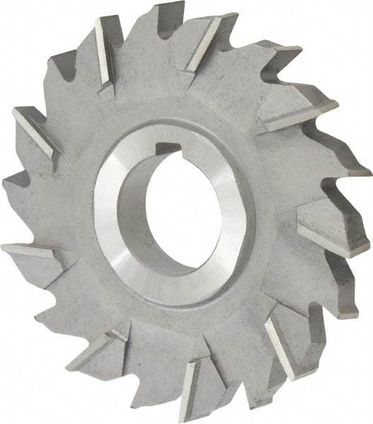 Made in USA - 3-1/2" Diam x 7/16" Width of Cut, 18 Teeth, High Speed Steel Side Milling Cutter - Staggered Teeth, Uncoated - All Tool & Supply