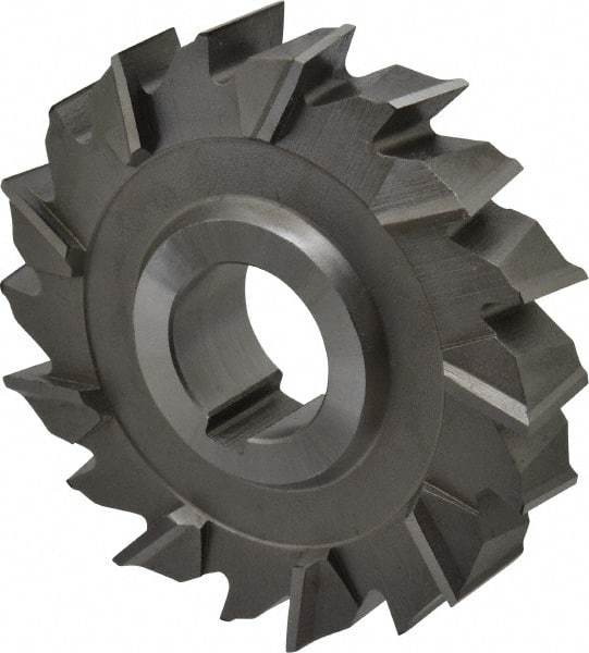 Made in USA - 3-1/2" Diam x 3/4" Width of Cut, 18 Teeth, High Speed Steel Side Milling Cutter - Staggered Teeth, Uncoated - All Tool & Supply